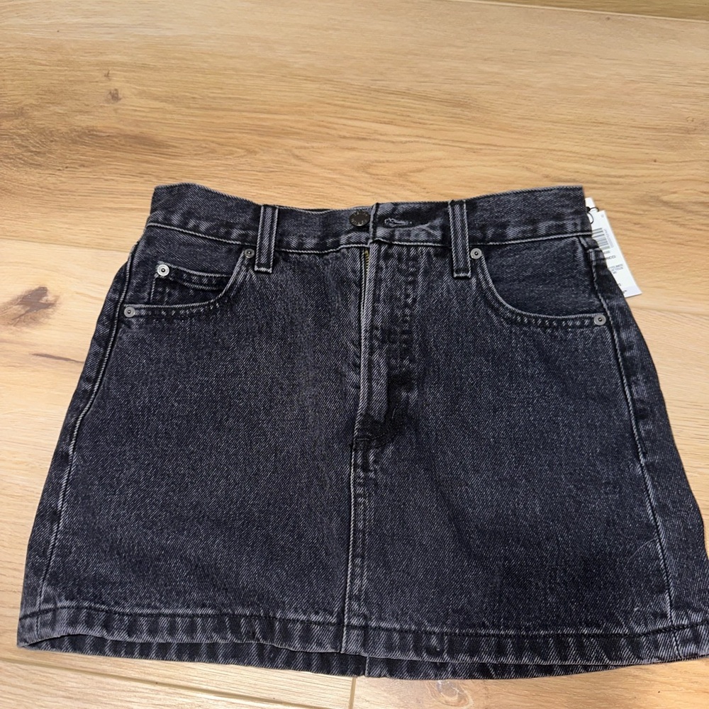 The Denim Forum Classic Black Denim Skirt